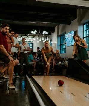 Students bowling