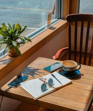 Seat in a coffee shop window